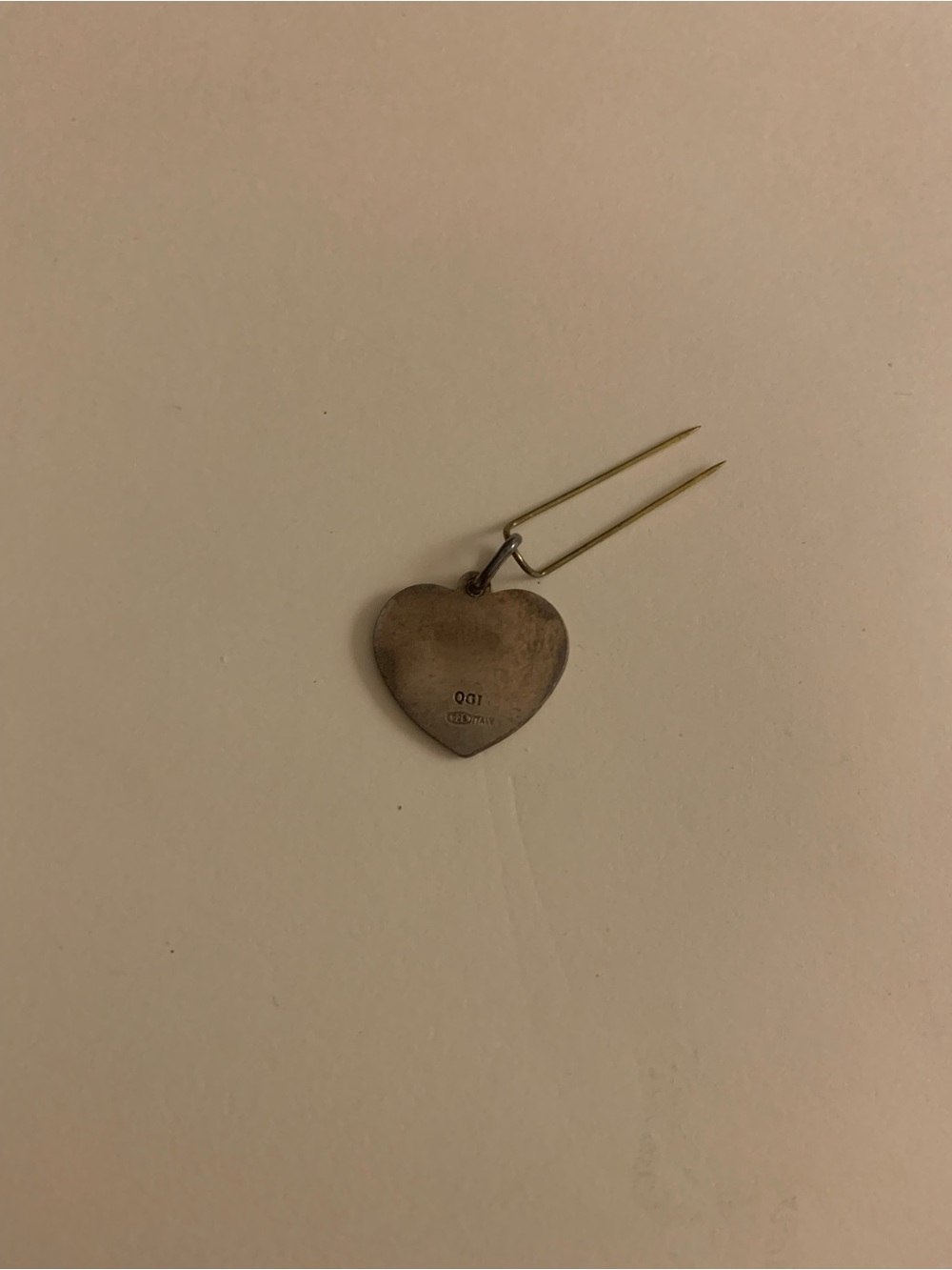 Heart Shaped Metal Charm Pendant - Silver Tone